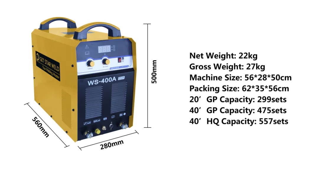 Get Star Weld Chinese MOS Inverter DC Arc Argon Gas Ws-400 AMP TIG Welding Machine Price