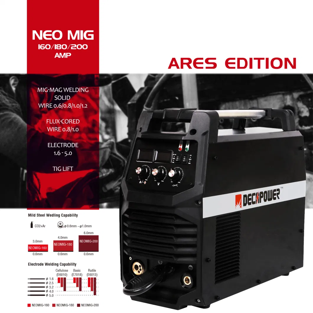 Decapower 4 in 1 MMA TIG Mag MIG Welders Gas Gasless CO2 160 AMPS MIG Welding Machine with Inductance Adjustment for Steel